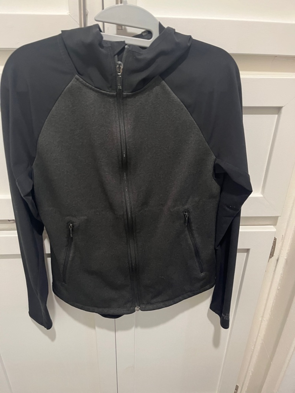 Black Two-Tone Full-Zip Hoodie Jacket